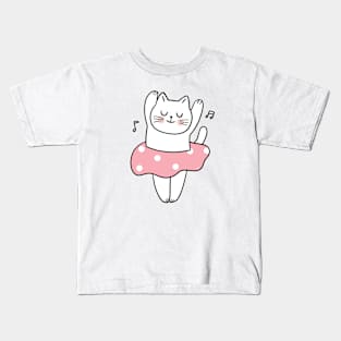 CUTE GIRL CAT DANCING With Music Notes Kids T-Shirt